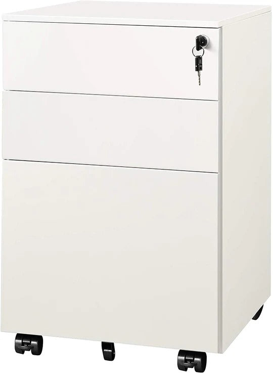 Metal 3 Drawer Mobile File Cabinet with Lock  DEVAISE