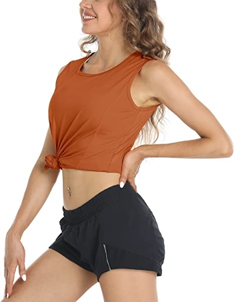 TACVASEN - Camiseta de tirantes para mujer, sin mangas, de secado rápido, protección solar, para correr, gimnasio, yoga, camisetas sin mangas