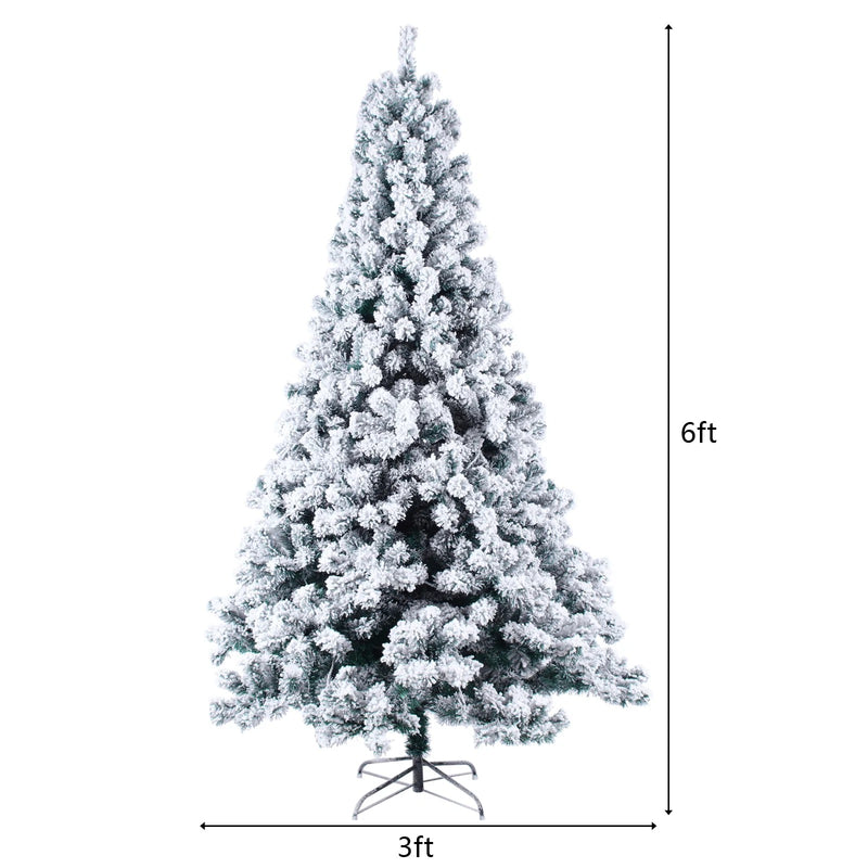 1,8 m langer, beflockter, heller Weihnachtsbaum