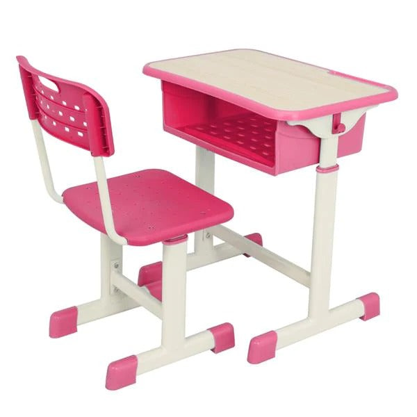 Kit de escritorio y silla de estudiante ajustable rosa