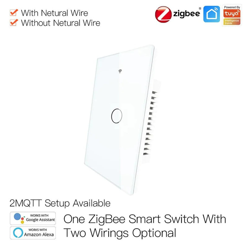 MOES ZigBee 3 Way Smart Light Switch Glass Touch Screen 4 Gang Multi Neutral Wire Hub Switches