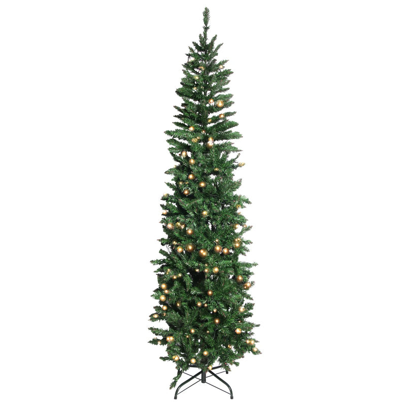 6,5 ft beflockter, gebundener, heller Weihnachtsbaum