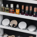 Gabinete de joyería con espejo no completo Piso de madera de pie Estante de almacenamiento de 4 capas Espejo ajustable