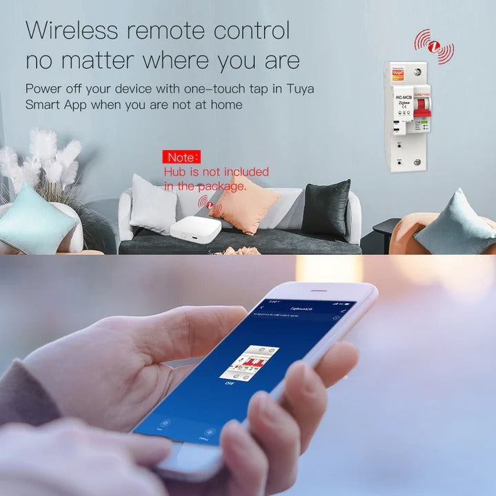 ZigBee Smart Circuit Breaker 100 A IoT Air Switch Überlast Kurzschluss Überspannungsschutz Hub erforderlich