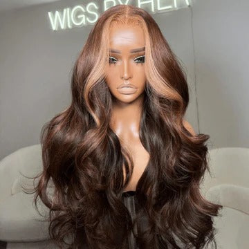 Tuneful Highlight Brown Wigs 13x4 5x5 HD Lace Front closure Human Hair Frontal Wigs