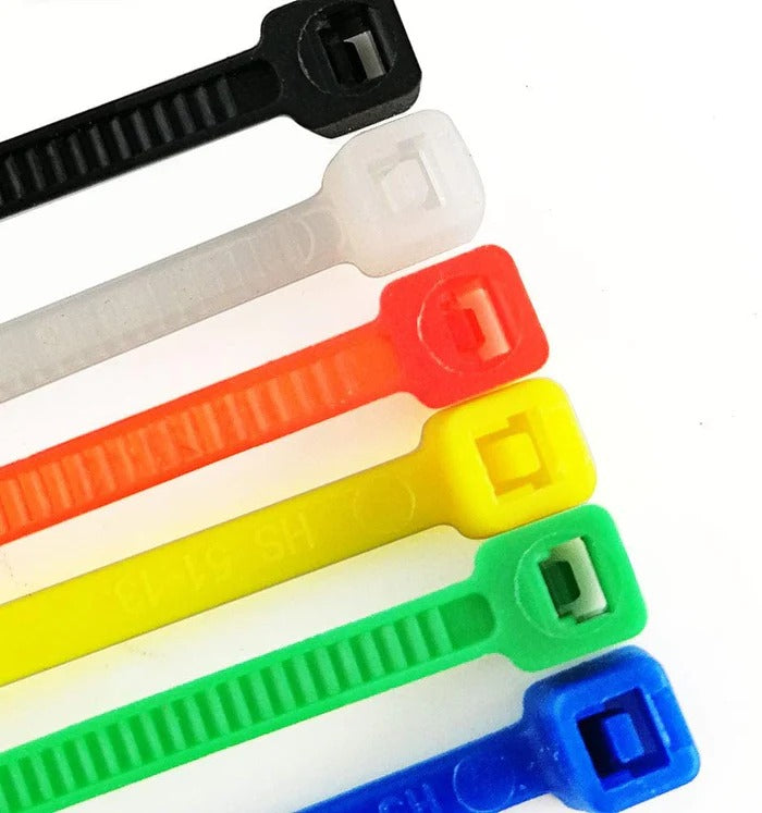 WAHSURE MULTI COLOR ZIP TIES NEON SMALL NYLON TIES ASSORTED 6 COLORS COMBINATION SET (GREEN ,YELLOW, BLACK, WHITE, BLUE, RED) 4 INCH FOR CRAFTS,BULK 600 PACK