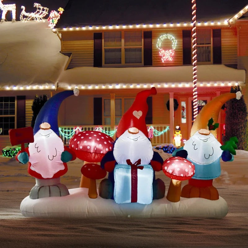 4' Ft Xmas Gnomes Holiday Inflatable