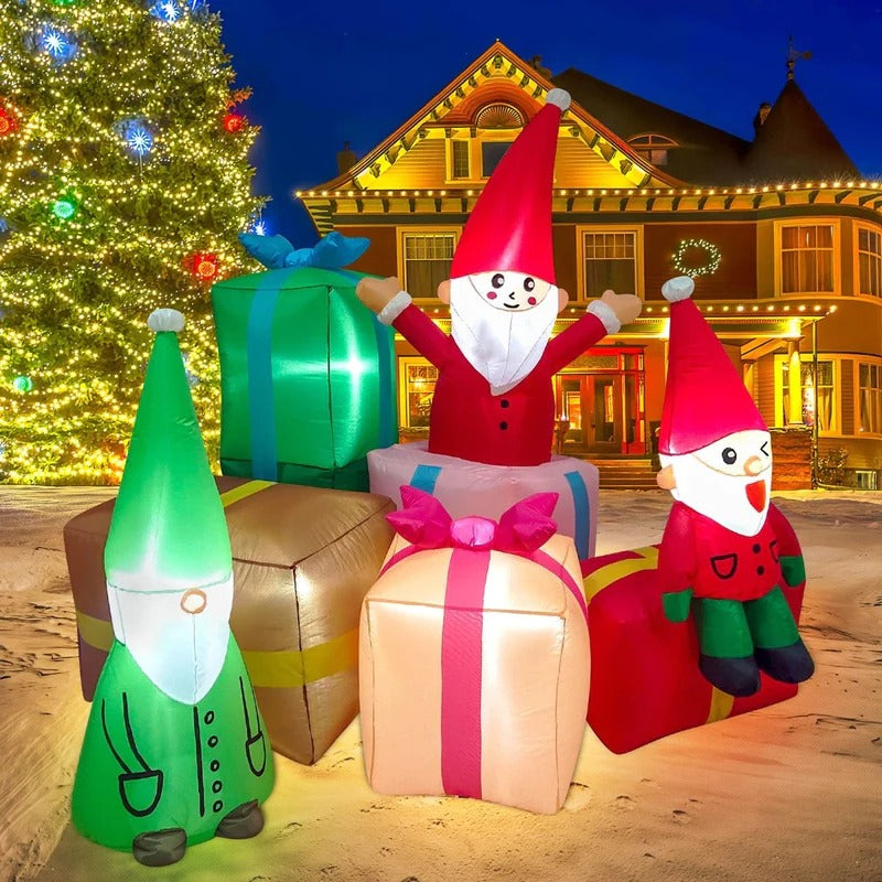 Elfo y regalos inflables de Navidad de 4.9 pies