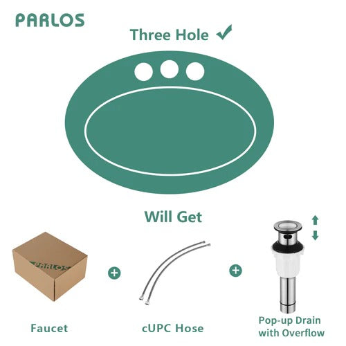 PARLOS Widespread Two Handles Bathroom Faucet with Metal Pop Up Drain and cUPC Faucet Supply Lines, Brushed Nickel