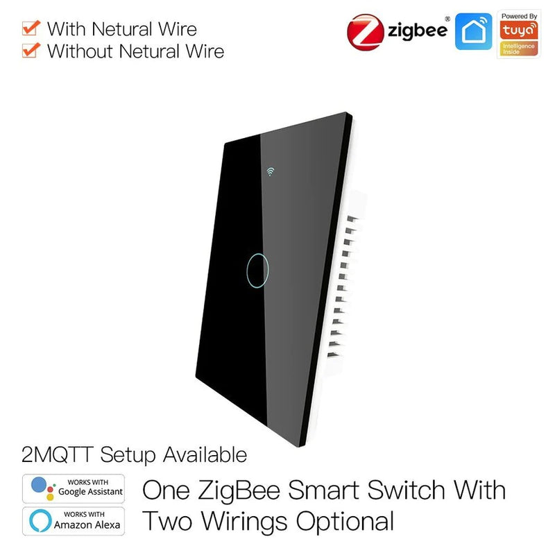 MOES ZigBee 3-Wege-Smart-Lichtschalter Glas-Touchscreen 4-Gang-Multi-Neutraldraht-Hub-Schalter