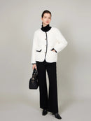 ASSUAL | Winter Warm Faux Fur Thick Overcoat Crew Neck Pocket Coat