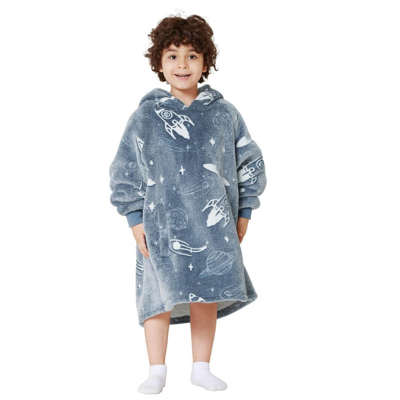 Bedsure Glow-In-The-Dark Blanket Hoodie For Kids- Space