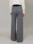 ASSUAL | High Waist Side Striped Wool Knitted Wide Leg Pants