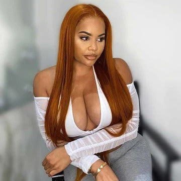 Tuneful Ginger Colored 13x4 5x5 HD Lace Front Closure Human Hair Wigs Straight Wigs