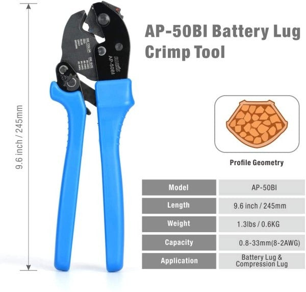 AP-50BI CABLE CRIMPER FOR COPPER CABLE LUGS FROM 8-2AWG