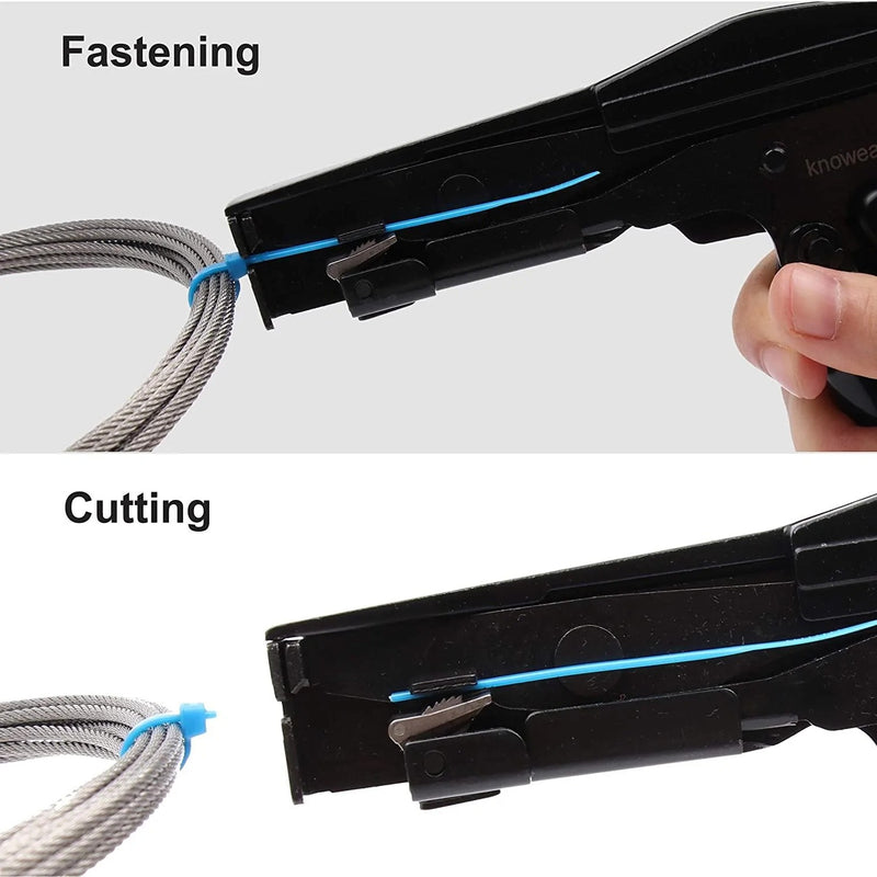 Kabelbinder-Werkzeug, Knoweasy-Befestigungs-Kabelbinder-Pistole und Flush-Cut-Reißverschluss-Pistole mit Stahlgriff für Nylon-Kabelbinder