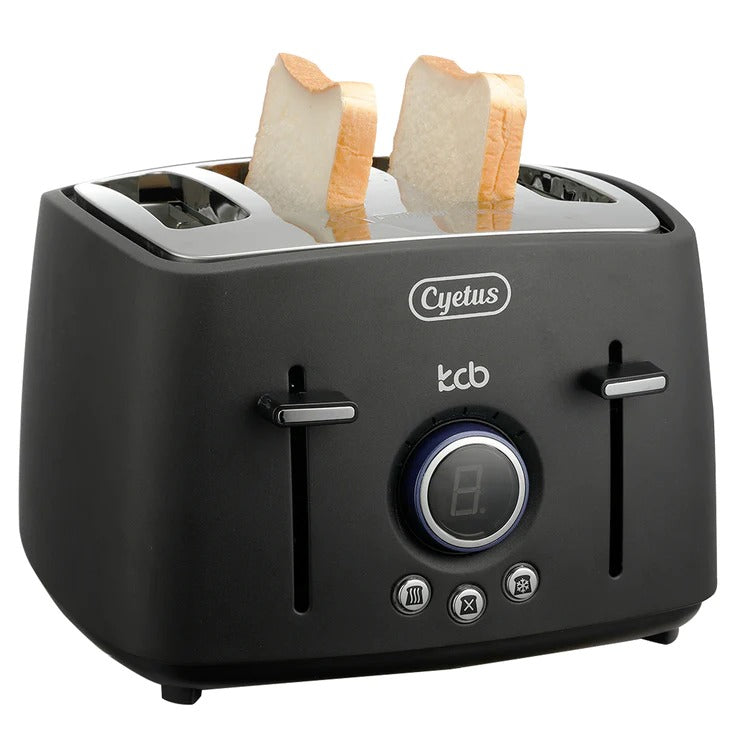 Cyetus 4 Slice Toaster LED 9-Shade Settings Retro Stainless Steel 1600W
