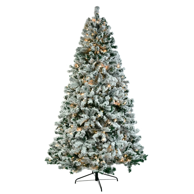 7.5ft Pvc Flocking Tied Light Christmas Tree Spread Out Naturally Tree Structure