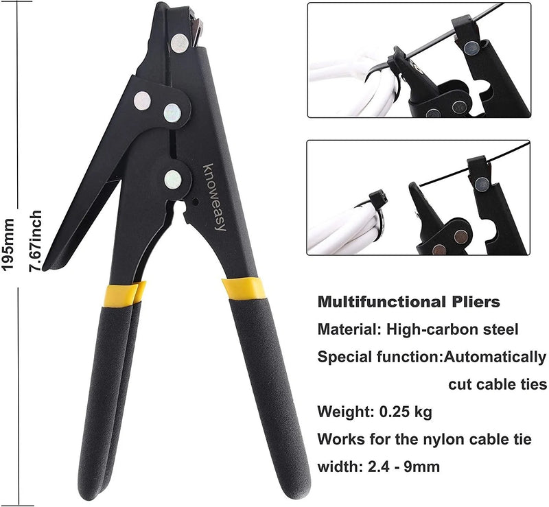 Cable Tie Tool,Knoweasy Cable Tie Gun and Tensioning and Cutting Tool for Plastic Nylon Cable Tie or Fasteners