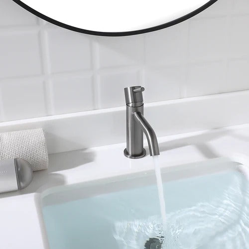 EZANDA Brass Single Handle Bathroom Faucet with Pop-up Sink Drain Assembly & Faucet Supply Lines, Gunmetal