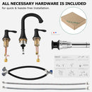 PARLOS 2-Handle 8 inch Widespread Bathroom Faucet with Valve and Pop Up Drain Assembly and cUPC Faucet Supply Hoses, Matte Black, Demeter,1.5GPM