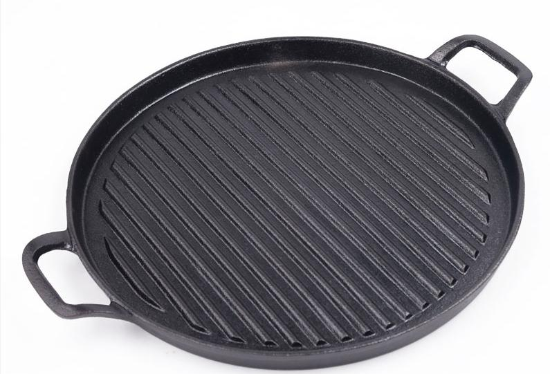 PRE-SEASONED CAST IRON  |  GRILL PAN WITH DOUBLE HANDLES