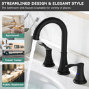 PARLOS 2-Handle 8 inch Widespread Bathroom Faucet with Valve and Pop Up Drain Assembly and cUPC Faucet Supply Hoses, Matte Black, Demeter,1.5GPM