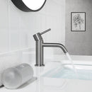 EZANDA Brass Single Handle Bathroom Faucet with Pop-up Sink Drain Assembly & Faucet Supply Lines, Gunmetal