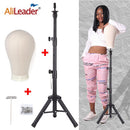 Alileader Neuer 140cm/64cm Perückenständer Perücken-Stativ mit Schaufensterpuppen-Leinwandkopf Verstellbarer Stativständer Perücken-Herstellungsset TPins Geschenk