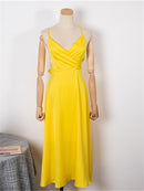 Colorfaith nuevo 2022 vestido de verano con un Halter Top sin tirantes sin espalda Sexy satén Retro mujeres Primavera Verano vestidos puros DR2019