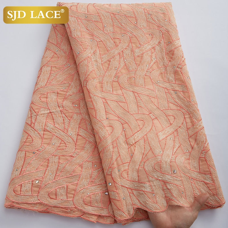 SJD LACE High Quality Swiss Voile Lace 5Yards African Cotton Lace Fabric With Hole Dubai Style For Nigerian Garment Sewing A2324