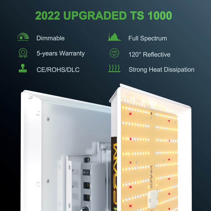 MarsHydro TS 1000W, luz Led regulable para cultivo, sistema hidropónico de plantas de interior de espectro completo con lámpara Led para tienda de cultivo, tablero cuántico