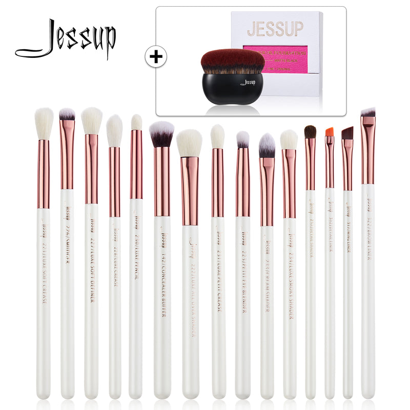 Jessup Makeup Brushes Set 15pcs Eye Brushes set Natural-synthetic Eyeshadow Eyeliner Eyebrow Blending Pearl White T217