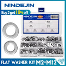 620/1010pcs Flat Washer Set Stainless Steel M2 M3 M4 M5 M6 M8 M10 M12 Ring Gasket Set Plain Washers Metal Washer Assortment Kit