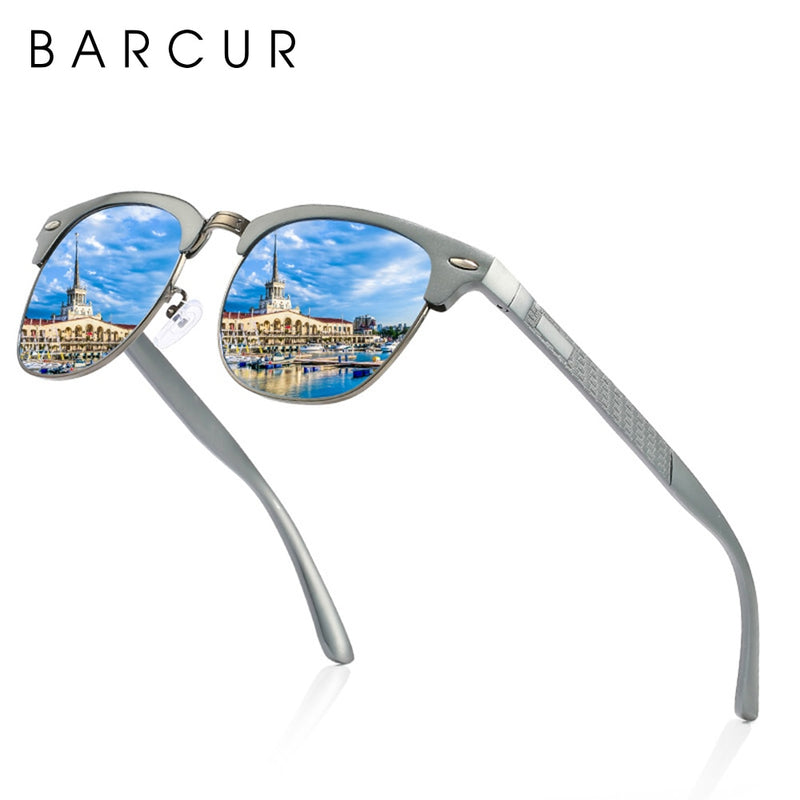 BARCUR Herren-Sonnenbrille Aluminium Polarisierte männliche Sonnenbrille Brille Classic Punk Gafas Oculos De Dol Masculino