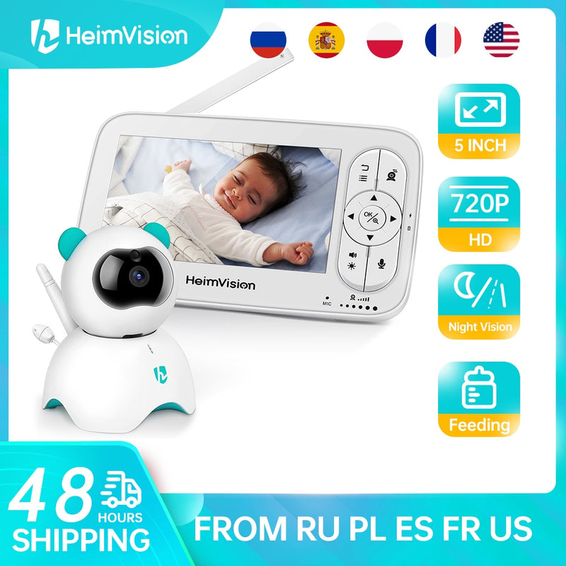 HeimVision HM136 Baby Sleep Monitor with Camera 720P Video 5 Inch LCD Screen Nanny Security Night Vision Temperature Camera