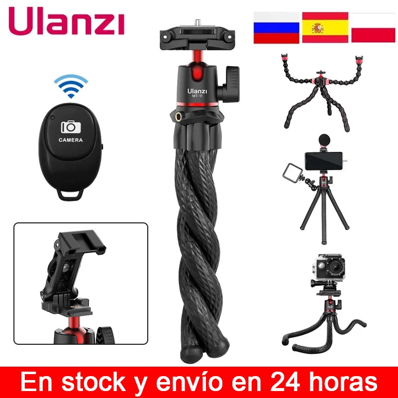 Ulanzi MT-11 Octopus Flexible Tripod For Phone SLR DSLR Gopro Camera Tripod Extend 1/4'' Screw With Ballhead ColdShoe Phone Clip