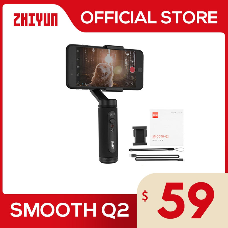 ZHIYUN Offizieller SMOOTH Q2 Phone Gimbal 3-Achsen-Handstabilisator im Taschenformat für Smartphone iPhone Samsung HUAWEI Xiaomi Vlog