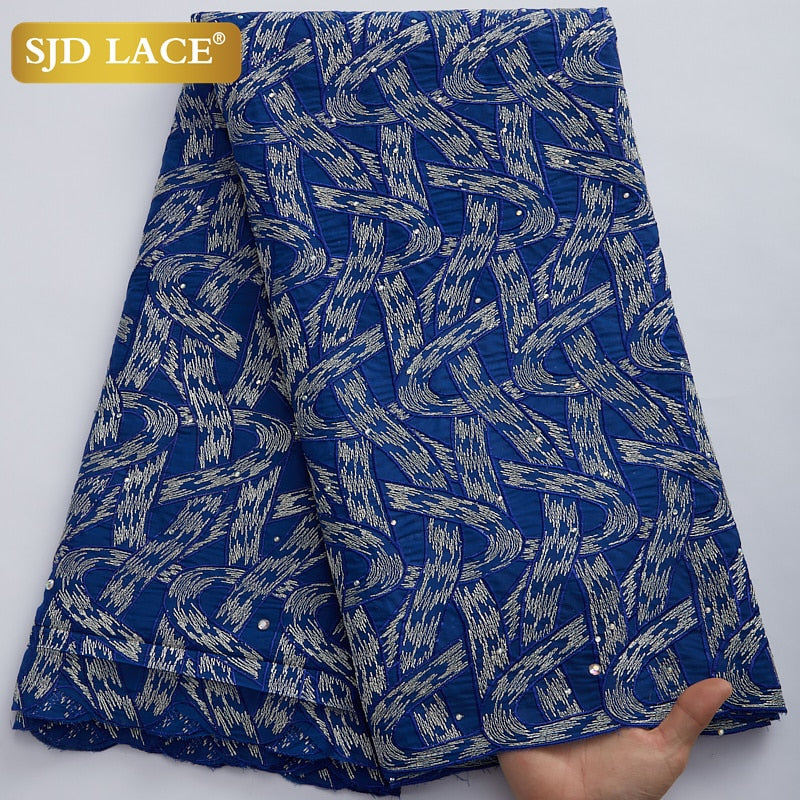 SJD LACE encaje de gasa suiza de alta calidad 5 yardas tela de encaje de algodón africano con agujero estilo Dubai para costura de ropa nigeriana A2324