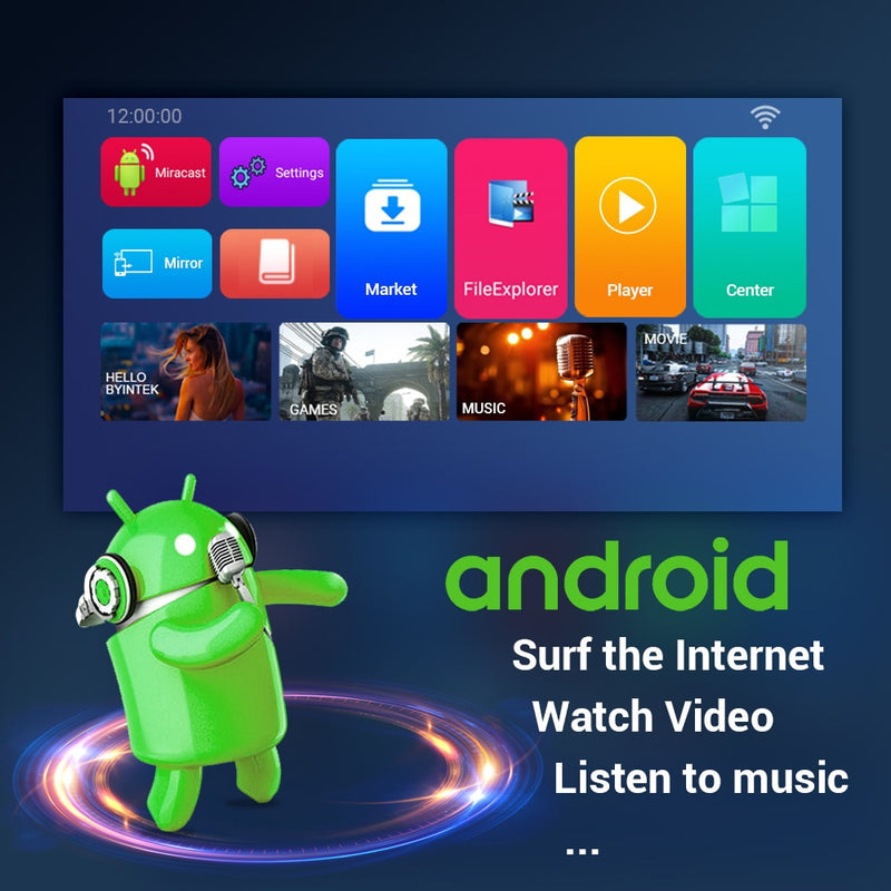 BYINTEK P7 Pocket Portable Pico Smart Android Wifi 1080P TV LAsEr Mini-LED-Heimkino-DLP-Projektor für Smartphone