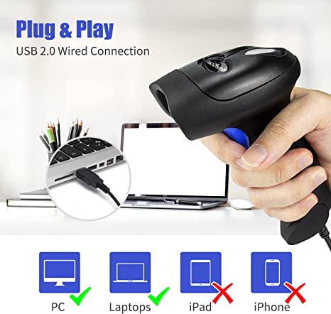 NETUM L8 Wireless 2D Barcode Scanner and L5 Wired 1D/2D QR Bar Code Reader PDF417 for Inventory POS Terminal