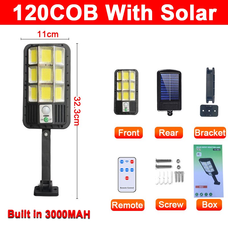 10000Watts Solar Street Light 108COB Induction LED Waterproof Solar Lamp 1000000LM Brightest Light 10000mAH Lantern for Garden
