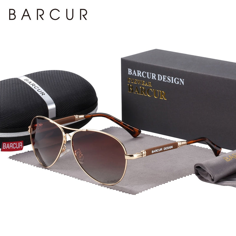 BARCUR Design Titanium Alloy Sunglasses Polarized Men&