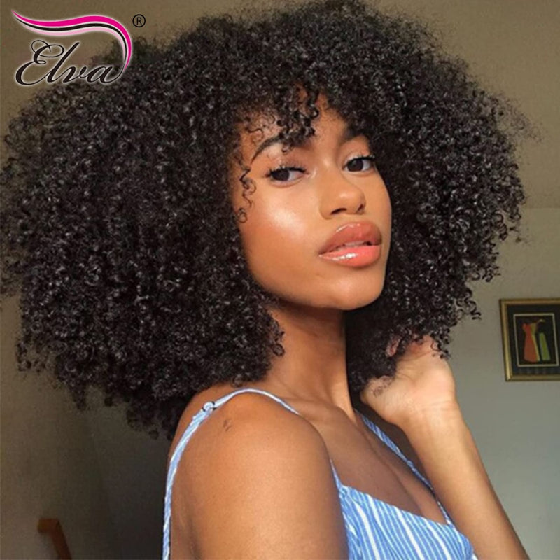 Elva Hair 13x6 Kinky Curly Lace Front Wig For Women Curly Lace Frontal Human Hair Wigs 34Inch Remy Hair Lace Wig Pre Plucked