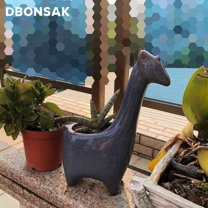 Giraffe Ceramic Flower Pot Animal Flowerpot Fawn Vase Succulent Cactus Plant Potted Flower Arrangement Home Desktop Decoration
