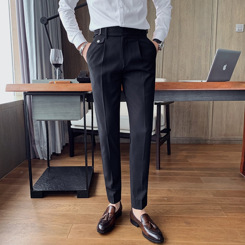 Pantalon Homme Britischer Stil Business Formelle Kleidung Anzughose Herrenbekleidung Solide Slim Fit Lässige Büro Gerade Hose 5 Farben