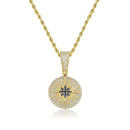 TOPGRILLZ Hip Hop brújula colgante Iced Out Cubic Zirconia colgante con cadena de tenis Hip Hop joyería de moda regalo para hombres y mujeres