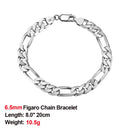 Effie Queen Italy Real 925 Silver Diamond-Cut Figaro Chain Necklace 5mm Wide 40-60cm Long Woman Man Neck Chain Jewelry Gift SC34