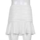 Sweetown estilo pijo faldas plisadas fruncidas mujer alta cintura Casual 90s Mini falda señora moda 2020 verano ropa de playa blanco