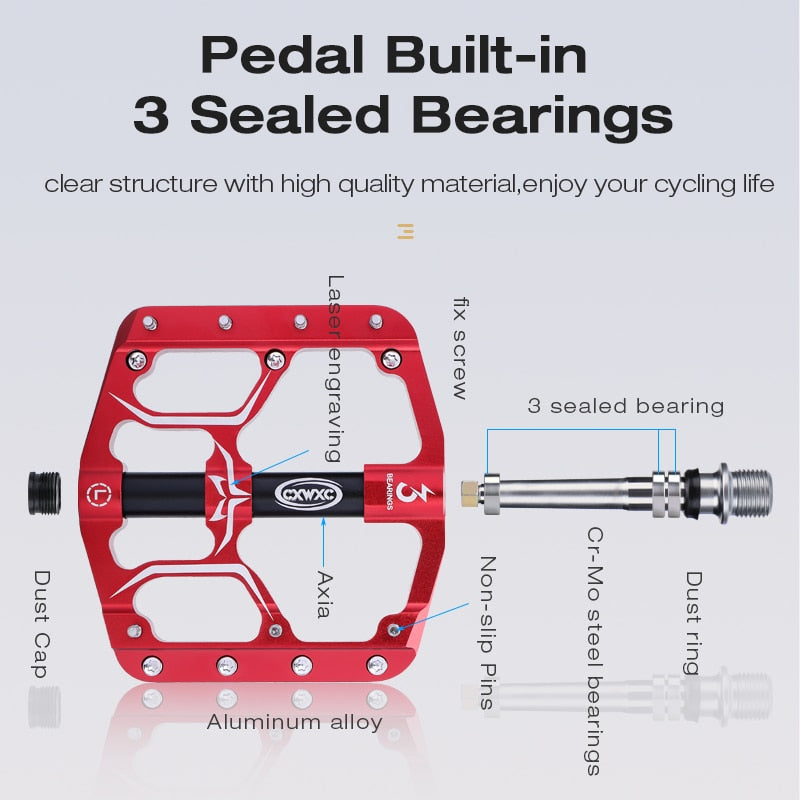 Pedales de Bicicleta plana MTB Road 3 rodamientos sellados Pedales de Bicicleta Pedal de Bicicleta de montaña Pedales de plataforma ancha Pedales Bicicleta parte de accesorios